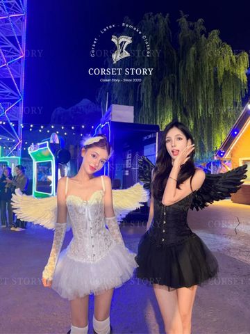 Đầm hóa trang ác quỷ với cánh thiên thần - Trang phục Halloween độc đáo cho lễ hội và biểu diễn thời trang