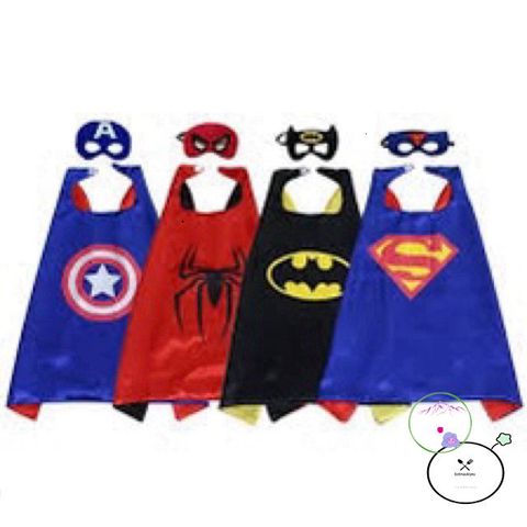 Bộ Áo Choàng và Mặt Nạ Siêu Anh Hùng - Spider-Man, Superman, Batman, Ironman - Thời Trang Cho Bé Hóa Trang Vui Chơi