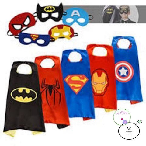 Bộ Áo Choàng và Mặt Nạ Siêu Anh Hùng - Spider-Man, Superman, Batman, Ironman - Thời Trang Cho Bé Hóa Trang Vui Chơi
