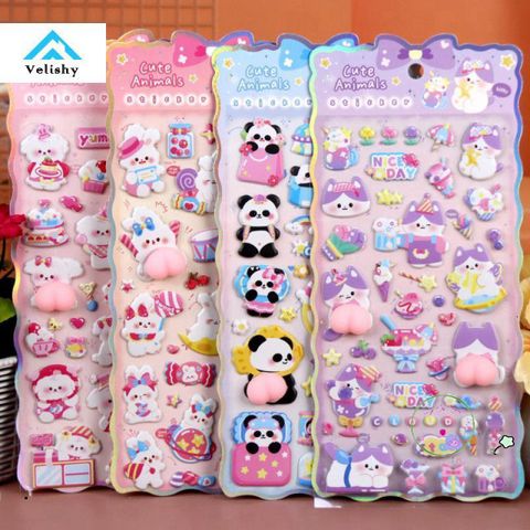 Decal 3D Dễ Thương Chó Mèo Kawaii Velishy - Nhãn Dán Hoạt Hình Phồng Trang Trí Điện Thoại, Laptop, Món Quà Tuyệt Vời