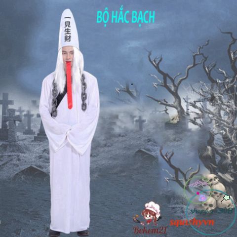Bộ Đồ Halloween Huyền Bí - Trang Phục Pháp Sư, Cương Thi, Hắc Bạch Vô Thường Dành Cho Người Lớn, Hoàn Hảo Cho Tiệc Hóa Trang
