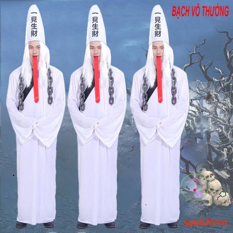 Bộ Đồ Hóa Trang Halloween Kinh Dị Thần Chết - Bộ Trang Phục Cương Thi Hắc Bạch Cho Tiệc Hóa Trang, Cosplay và Chụp Ảnh