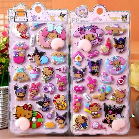 Miếng Dán 3D Kawaii Hello Kitty Mềm Mại - Trang Trí Laptop, Sổ Tay, Vỏ Điện Thoại - Quà Tặng Độc Đáo Cho Fans Kawaii