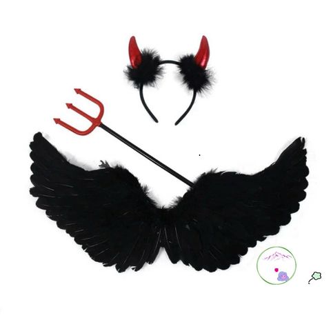 Cánh Thiên Thần Đen Trắng Hóa Trang Halloween Cho Bé - Cánh Pony và Cánh Dơi Dễ Thương, Phụ Kiện Thời Trang Trẻ Em