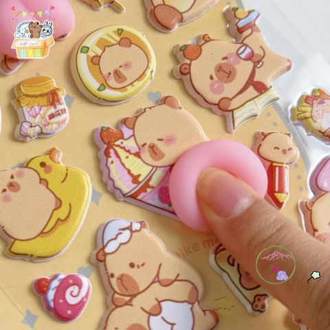Nhãn Dán Hoạt Hình Capybara 3D Dễ Thương - Trang Trí Điện Thoại, Sổ Tay & Giảm Stress - Quà Tặng Độc Đáo