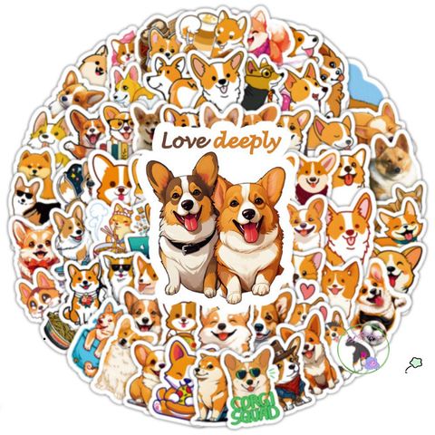 Bộ Sticker Chó Corgi Dễ Thương Chống Nước - Hình Dán Cute Trang Trí Vali, Laptop, Mũ Bảo Hiểm, Xe Máy, Đàn Guitar