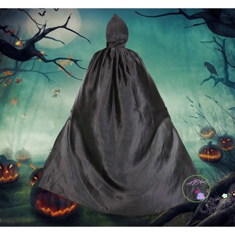 Áo Choàng Harry Potter Ma Quái Có Mũ Phù Thủy Cho Halloween - Đồ Hóa Trang Đen Dài 1,65m-1,7m cho Bé Yêu
