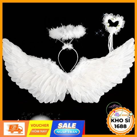 Bộ Hóa Trang Thiên Thần Bé Gái - Cánh Lông Vũ Cho Halloween & Giáng Sinh - Phụ Kiện Lễ Hội An Toàn, Thân Thiện Với Môi Trường