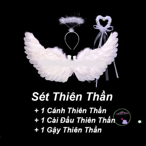 Bộ Hóa Trang Thiên Thần Bé Gái - Cánh Lông Vũ Cho Halloween & Giáng Sinh - Phụ Kiện Lễ Hội An Toàn, Thân Thiện Với Môi Trường