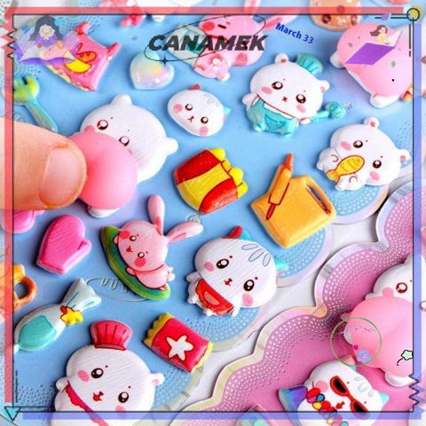 Bộ Dán 3D Hoạt Hình Động Vật Mềm Mại CANAMEK - Trang Trí Vỏ Điện Thoại Dễ Thương và Sáng Tạo cho Văn Phòng