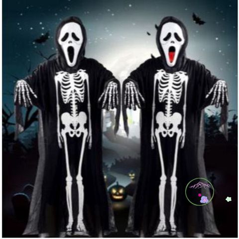 Bộ Trang Phục Hóa Trang Ma Quái Cho Người Lớn - Áo Choàng, Mặt Nạ & Găng Tay Halloween Đầy Kinh Dị Dành Cho Trẻ Em