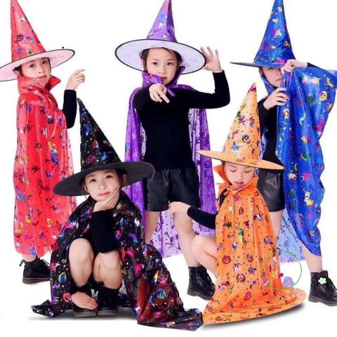 Bộ đồ hóa trang Halloween cho trẻ em - Áo choàng siêu nhân, mũ và giỏ bí ngô cao cấp, chất liệu mềm mịn, phù hợp để cosplay