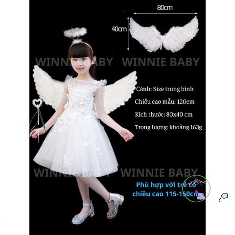 Bộ 3 Trang Phục Thiên Thần Dễ Thương Cho Bé Gái - Hóa Trang Halloween, Giáng Sinh, Công Chúa, Quà Tết