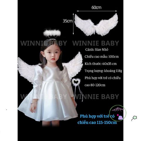 Bộ 3 Trang Phục Thiên Thần Dễ Thương Cho Bé Gái - Hóa Trang Halloween, Giáng Sinh, Công Chúa, Quà Tết