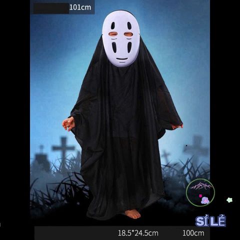 Bộ Hóa Trang Vô Diện Halloween - Áo Choàng Đen & Mặt Nạ Nhựa Trắng, Phù Hợp Mọi Lứa Tuổi, Tiệc Cosplay, Sự Kiện Thú Vị