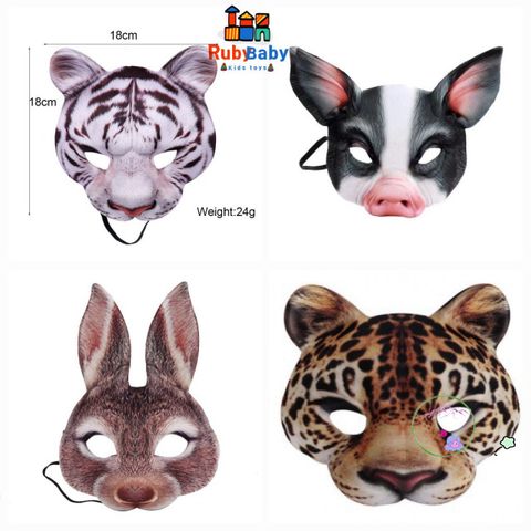 Mặt Nạ Động Vật Hổ, Báo, Heo, Thỏ - Phụ Kiện Cosplay Độc Đáo Halloween, Thể Hiện Cá Tính và Sự Dễ Thương