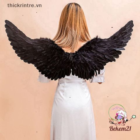 Đôi Cánh Thiên Thần Lông Vũ Đen Trắng - Phụ Kiện Thời Trang Cánh Ác Quỷ Độc Đáo Cho Dịp Halloween