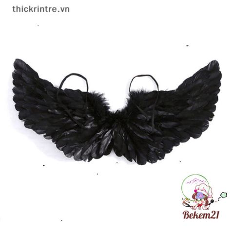 Đôi Cánh Thiên Thần Lông Vũ Đen Trắng - Phụ Kiện Thời Trang Cánh Ác Quỷ Độc Đáo Cho Dịp Halloween