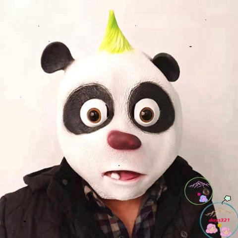 Mặt Nạ Gấu Trúc Con Panda Độc Đáo Cho Halloween - Đồ Hóa Trang Fandom Hacker Với Chất Liệu Latex Thoải Mái