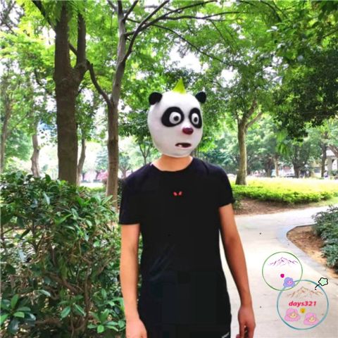 Mặt Nạ Gấu Trúc Con Panda Độc Đáo Cho Halloween - Đồ Hóa Trang Fandom Hacker Với Chất Liệu Latex Thoải Mái