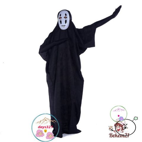 Set Cosplay Vô Diện - Áo Choàng Đen & Mặt Nạ Huyền Bí Cho Người Lớn Trẻ Em, Thời Trang Ma Quái, Xu Hướng Độc Lạ