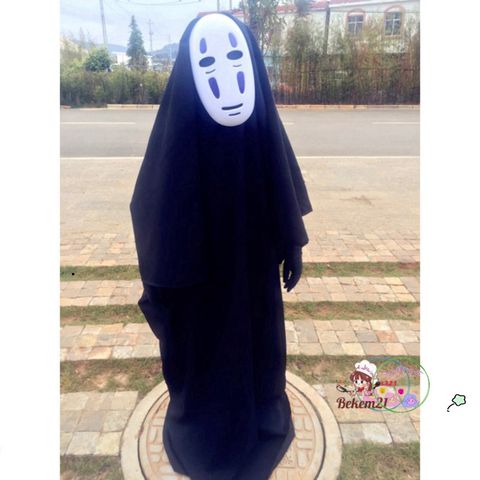 Bộ trang phục Vô Diện Kaonashi - Áo choàng đen, mặt nạ và găng tay cosplay cho trẻ em và người lớn - Phong cách Spirited Away