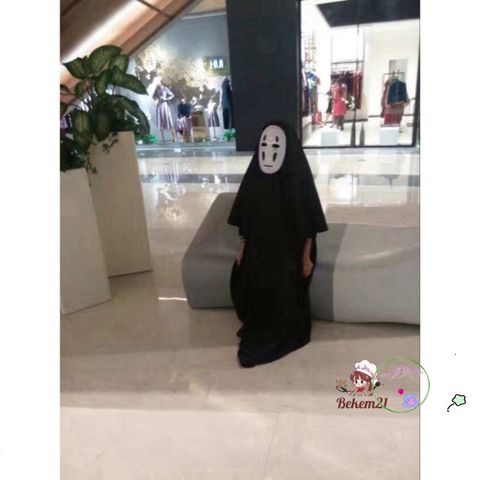 Bộ trang phục Vô Diện Kaonashi - Áo choàng đen, mặt nạ và găng tay cosplay cho trẻ em và người lớn - Phong cách Spirited Away