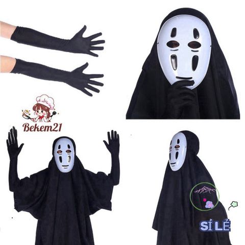 Bộ Đồ Vô Diện Cosplay - Áo Choàng Đen Kèm Mặt Nạ Tối Giản Độc Đáo Cho Người Lớn & Trẻ Em - Phù Hợp Mọi Dịp