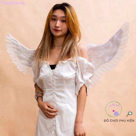 Cánh Thiên Thần WillisMe - Phụ Kiện Tóc Lông Vũ Đen Trắng Unisex Halloween - Đạo Cụ Cosplay và Tiệc Tùng Thú Vị