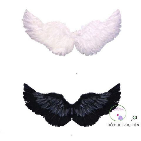 Cánh Thiên Thần WillisMe - Phụ Kiện Tóc Lông Vũ Đen Trắng Unisex Halloween - Đạo Cụ Cosplay và Tiệc Tùng Thú Vị