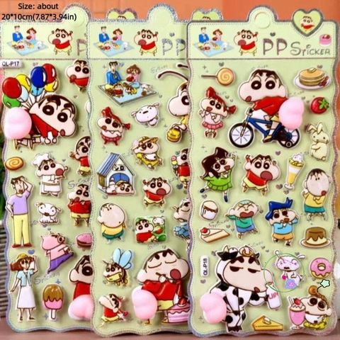 Nhãn Dán Kawaii AURORY Dạng Phồng - 12 Miếng Trang Trí Dễ Thương Cho Laptop và Điện Thoại - Chất Liệu PVC Mềm Mại