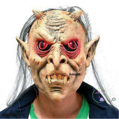 Mặt Nạ Hóa Trang Đen Dài Tóc - Mặt Nạ Ma Mắt Đỏ Cho Halloween - Phụ Kiện Thời Trang Độc Đáo