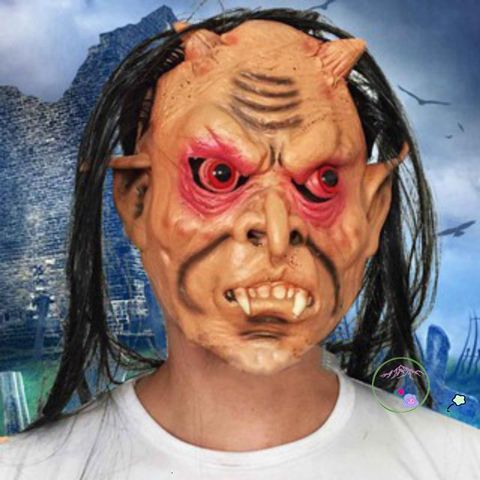 Mặt Nạ Hóa Trang Đen Dài Tóc - Mặt Nạ Ma Mắt Đỏ Cho Halloween - Phụ Kiện Thời Trang Độc Đáo