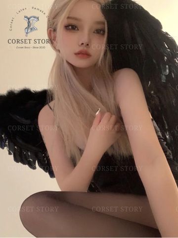 Cánh Thiên Thần Đen Lông Vũ Cosplay - Trang Phục Halloween Hóa Trang Sân Khấu Độc Đáo, Phong Cách Huyền Bí