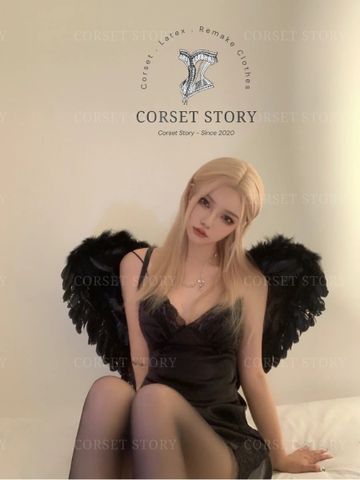 Cánh Thiên Thần Đen Lông Vũ Cosplay - Trang Phục Halloween Hóa Trang Sân Khấu Độc Đáo, Phong Cách Huyền Bí