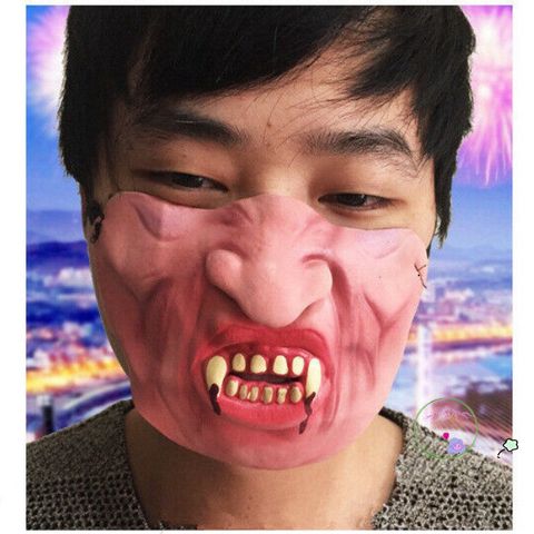 Mặt Nạ Halloween Nửa Mặt Cao Su Hài Hước - Phụ Kiện Hóa Trang Dành Cho Người Lớn, Thời Thượng Cho Dịp Halloween