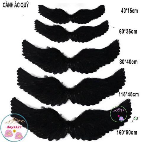 Cánh Thiên Thần Đen Cosplay - Bộ Cánh Ác Quỷ Màu Trắng Cho Trẻ Em & Người Lớn - Phụ Kiện Hóa Trang Độc Đáo