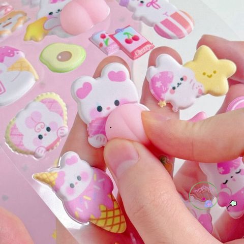 Miếng Dán Dễ Thương Hình Gấu Thỏ - Trang Trí Cốc Nước & Đồ Chơi Giảm Căng Thẳng Cho Trẻ Em, Phim Hoạt Hình Đáng Yêu
