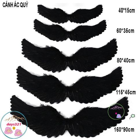 Cánh Thiên Thần Cosplay Trắng - Đôi Cánh Ác Quỷ Đen Hóa Trang Đẹp Cho Trẻ Em Và Người Lớn - Phụ Kiện Tiệc Tùng