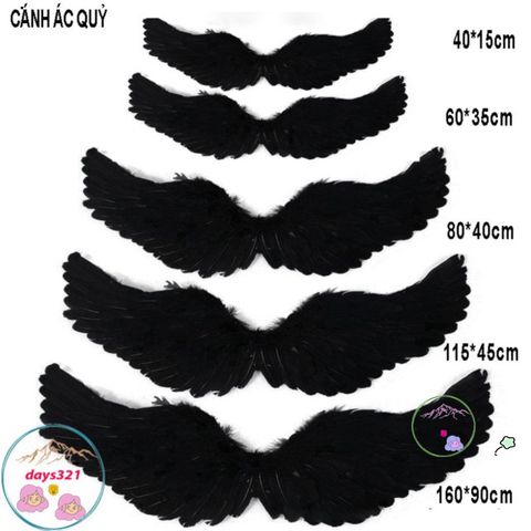 Cánh Thiên Thần Cosplay Đen Trắng - Bộ Phụ Kiện Dự Tiệc Ấn Tượng Cho Trẻ Em & Người Lớn