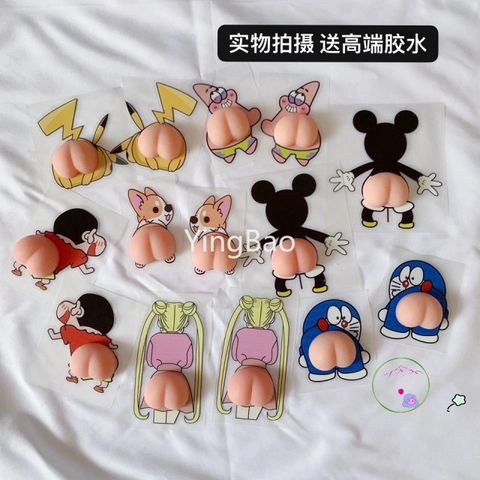 Bộ 2 Miếng Dán 3D Hình Đùi Đào Chống Trầy Xước - Miếng Dán Xe Hơi Doraemon và Corgi Dễ Thương, Bảo Vệ Cửa Gương Chiếu Hậu