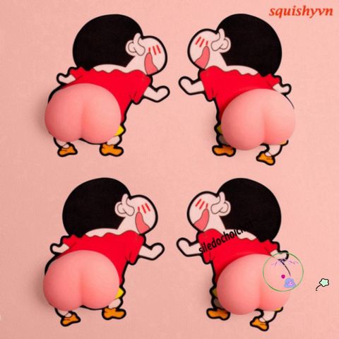 Sticker Silicon Hình Đào Giảm Stress - Dán Tablet, Xe Hơi, Quà Tặng Độc Đáo, Mô Hình Shin Siêu Cute