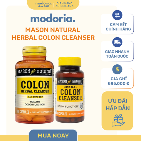Viên Uống Thải Độc Đại Tràng Mason Natural Herbal Colon Cleanser - Hỗ Trợ Tiêu Hóa Khỏe Mạnh, Sản Phẩm Chính Hãng Mỹ