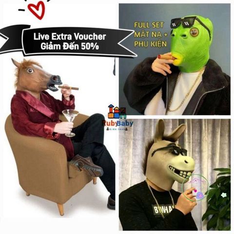 Mặt Nạ Halloween Đầu Ngựa Cosplay - Phụ Kiện Tiệc Tùng Vui Nhộn Cho Trẻ Em và Người Lớn