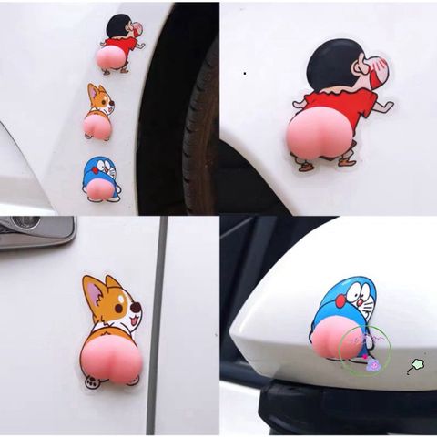 Bộ Đôi Sticker Hình Mông 3D Dễ Thương - Miếng Dán Chống Va Đập Cho Xe, Điện Thoại & Trang Trí Nhà Cửa