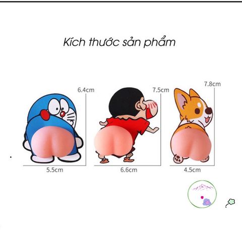 Bộ Đôi Sticker Hình Mông 3D Dễ Thương - Miếng Dán Chống Va Đập Cho Xe, Điện Thoại & Trang Trí Nhà Cửa