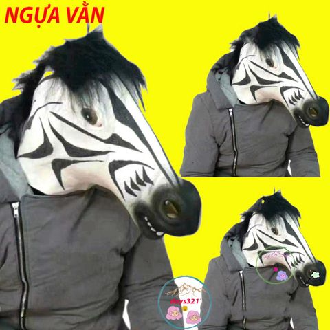 Khẩu Trang Ngựa Hóa Trang Bạch Mã Cao Su Toàn Đầu - Độc Đáo Cho Halloween & Quay TikTok