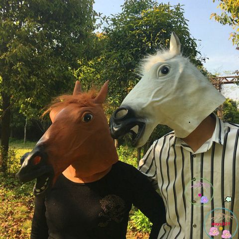 Mặt Nạ Đầu Ngựa Trắng - Phụ Kiện Hóa Trang Halloween và Cosplay Ngựa Hắc Bạch, Latex Thoải Mái, Đa Dạng Sử Dụng
