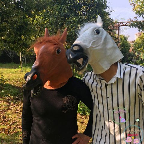 Mặt Nạ Đầu Ngựa Trắng - Phụ Kiện Hóa Trang Halloween và Cosplay Ngựa Hắc Bạch, Latex Thoải Mái, Đa Dạng Sử Dụng