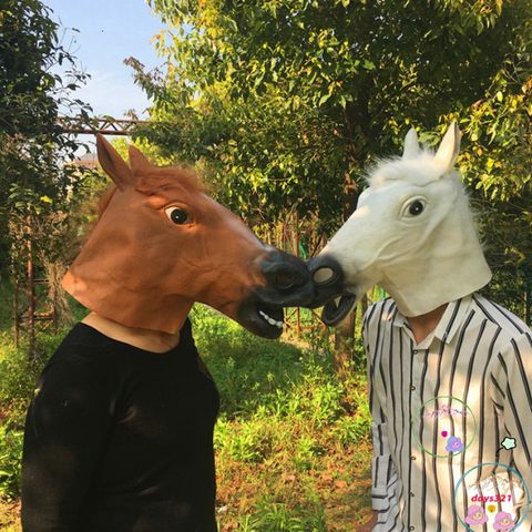 Mặt Nạ Đầu Ngựa Trắng - Phụ Kiện Hóa Trang Halloween và Cosplay Ngựa Hắc Bạch, Latex Thoải Mái, Đa Dạng Sử Dụng